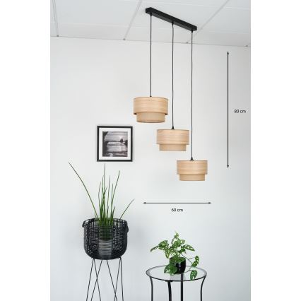 Brilagi - Полилей на кабел MONTANA BOHO 3xE27/15W/230V кафяв/черен