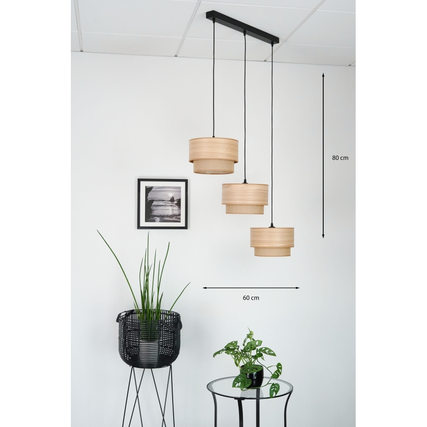 Brilagi - Полилей на кабел MONTANA BOHO 3xE27/15W/230V кафяв/черен