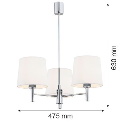 Brilagi - Полилей на прът MONTE 3xE27/15W/230V кремав/лъскав хром