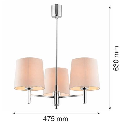 Brilagi - Полилей на прът MONTE 3xE27/60W/230V бежов/лъскав хром