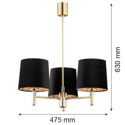 Brilagi - Полилей на прът MONTE 3xE27/60W/230V черен/златист