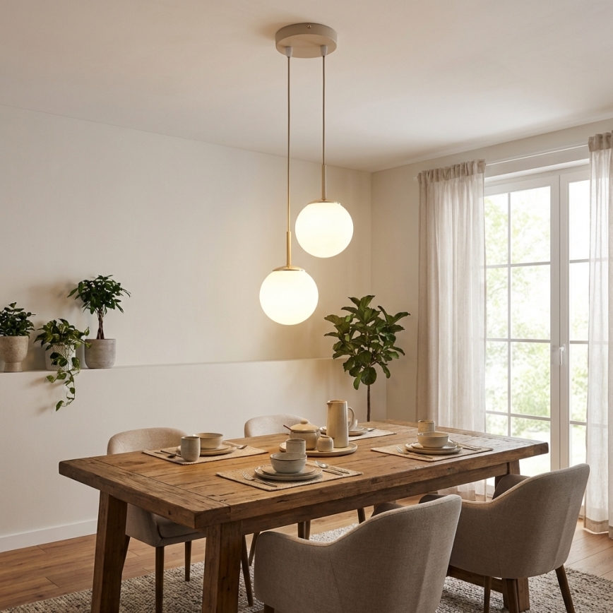 Brilagi - полилей на шнур 2xE27/60W/230V бежов/златен