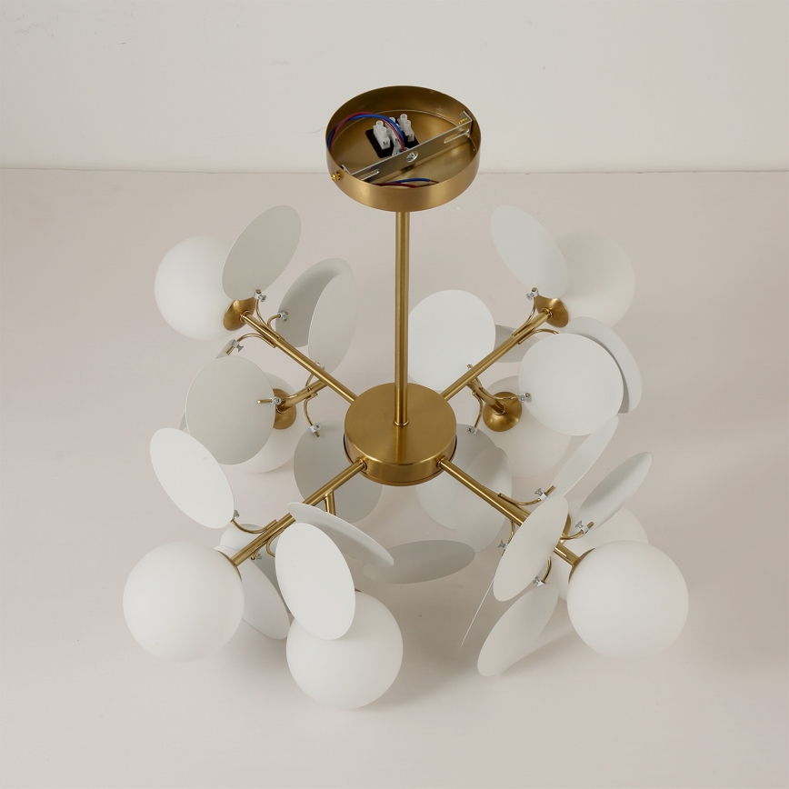 Brilagi - Полилей на штанга BALMO 8xG9/9W/230V диаметър 60 см златист/бял