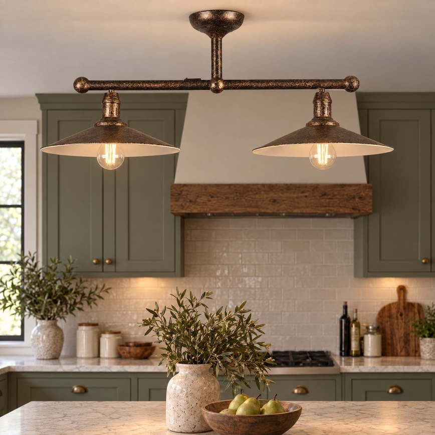 BRILAGI - Полилей на тръба FORGE 2xE27/60W/230V мед/патина