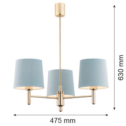 Brilagi - Полилей на тръба MONTE 3xE27/60W/230V син/златист