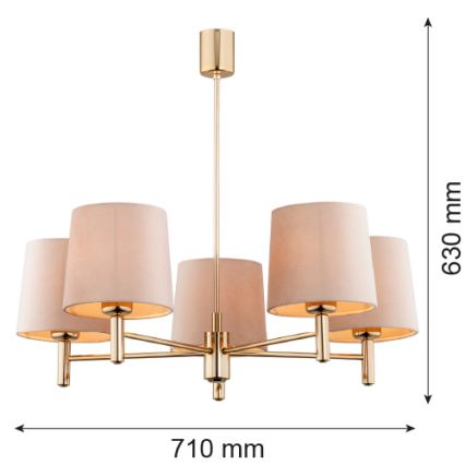 BRILAGI - Полилей на тръба MONTE 5xE27/60W/230V бежов/златист
