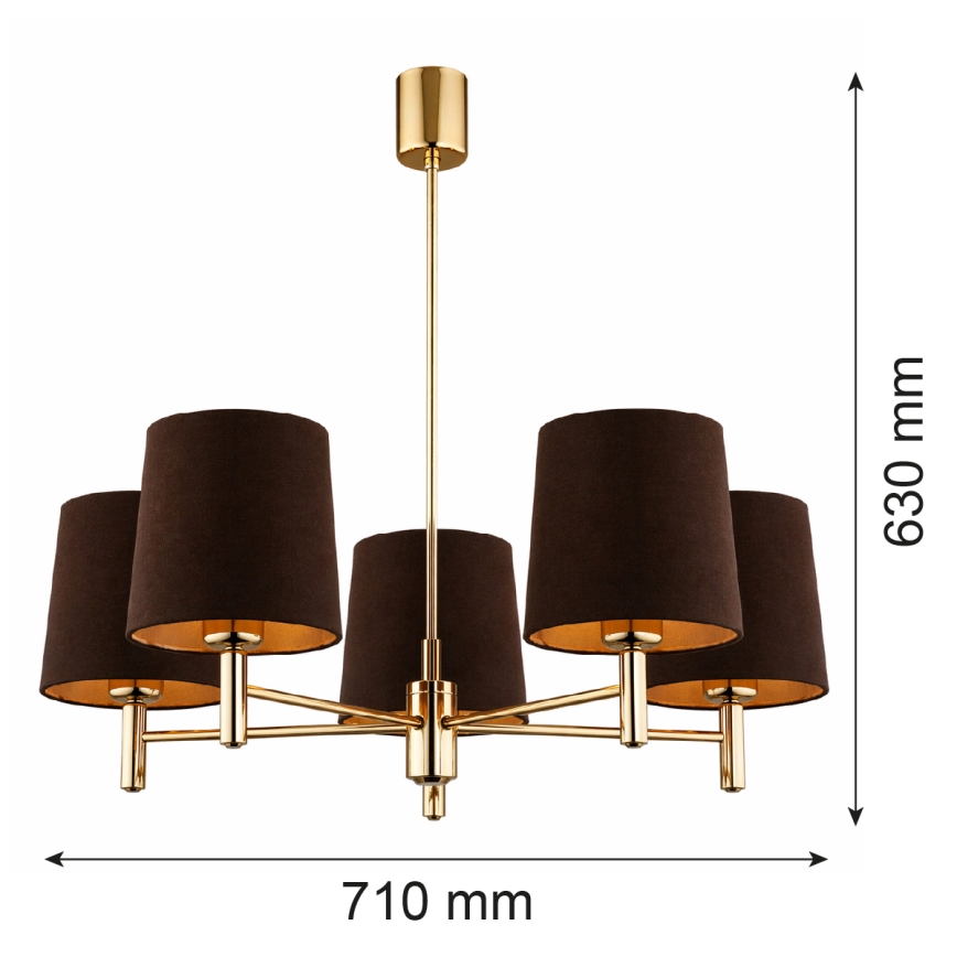 Brilagi - Полилей на тръба MONTE 5xE27/60W/230V кафяв/златист