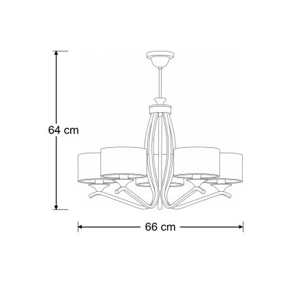 Brilagi - Полилей на тръба SAPHIRE 5xE27/15W/230V Ø 66 см крем/злато/патина