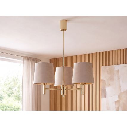 Brilagi - Полилей на тръбна стойка MONTE 3xE27/60W/230V бежово/златно