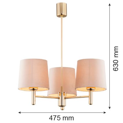 Brilagi - Полилей на тръбна стойка MONTE 3xE27/60W/230V бежово/златно