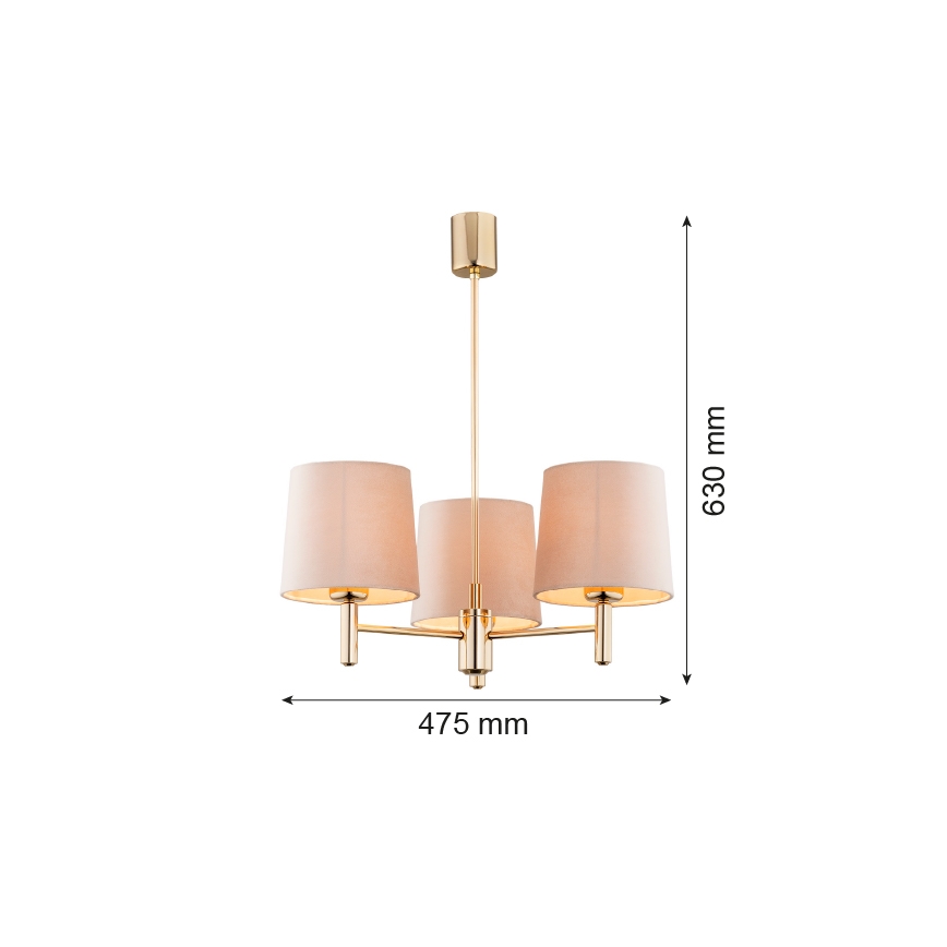 Brilagi - Полилей на тръбна стойка MONTE 3xE27/60W/230V бежово/златно