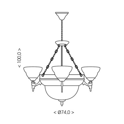 Brilagi - Полилей на верига DAHLIA 6xE27/40W/230V, Ø 74 см, месинг