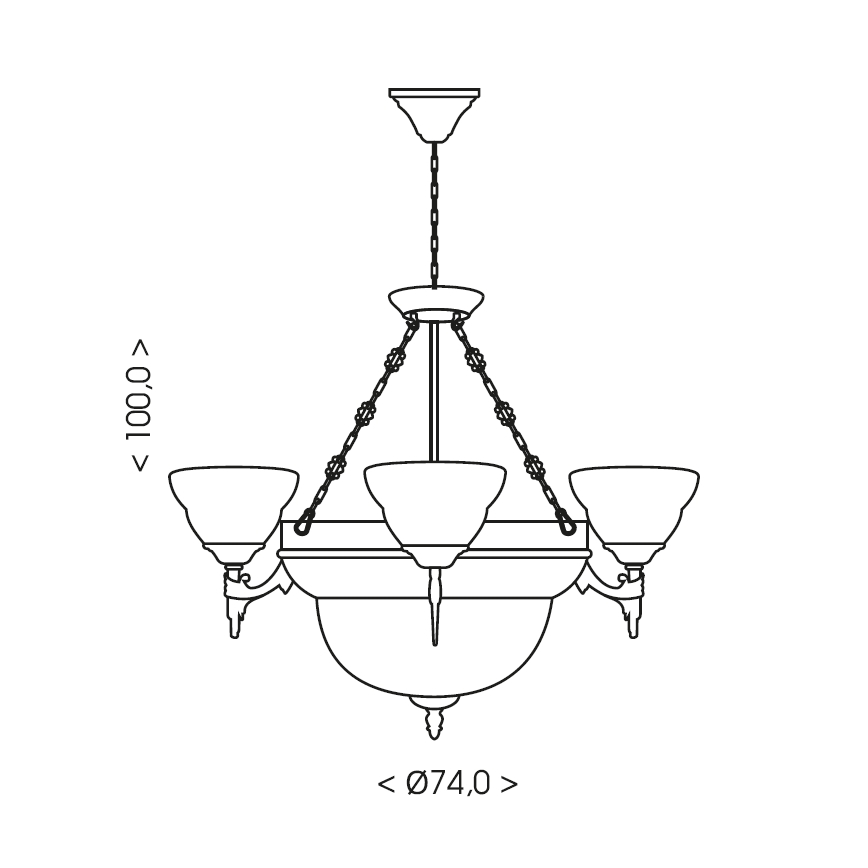 Brilagi - Полилей на верига DAHLIA 6xE27/40W/230V, Ø 74 см, месинг