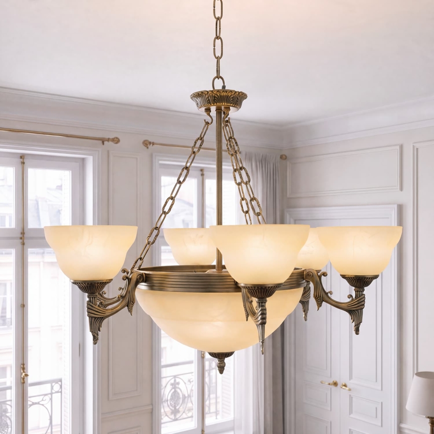 BRILAGI - Полилей на верига DAHLIA, 9xE27/40W/230V, Ø 74 cm, месинг