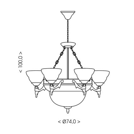 Brilagi - Полилей на верига DAHLIA, 9xE27/40W/230V, Ø 74 cm, месинг
