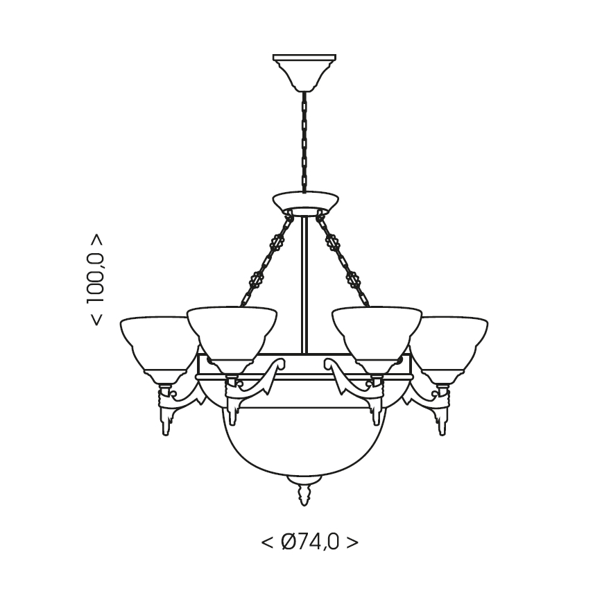 Brilagi - Полилей на верига DAHLIA, 9xE27/40W/230V, Ø 74 cm, месинг