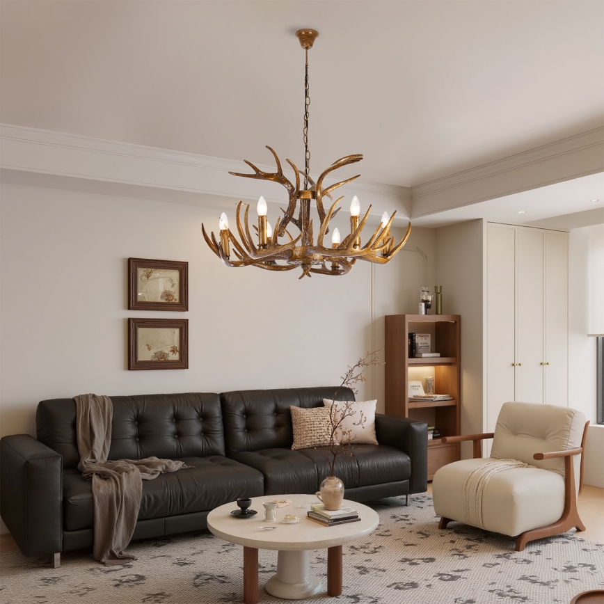 Brilagi - Полилей на верига DEER 6xE14/10W/230V, диаметър 80 см, с еленови рога