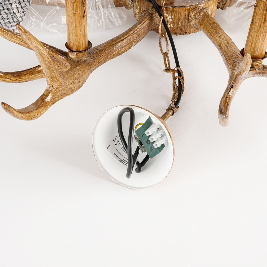 Brilagi - Полилей на верига DEER 6xE14/10W/230V, диаметър 80 см, с еленови рога