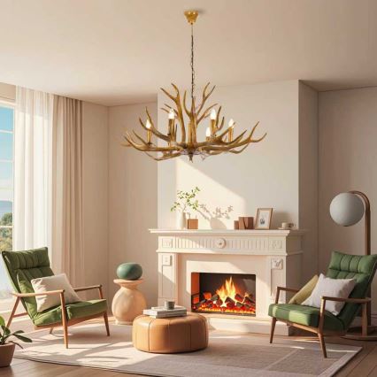 Brilagi - Полилей на верига DEER 6xE14/10W/230V Ø 102 см, рога