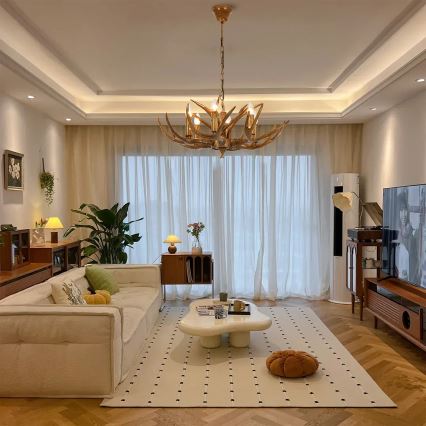 Brilagi - Полилей на верига DEER 6×E14/10W/230V, Ø 70 см, с еленови рога