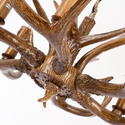 Brilagi - Полилей на верига DEER 6×E14/10W/230V, Ø 70 см, с еленови рога