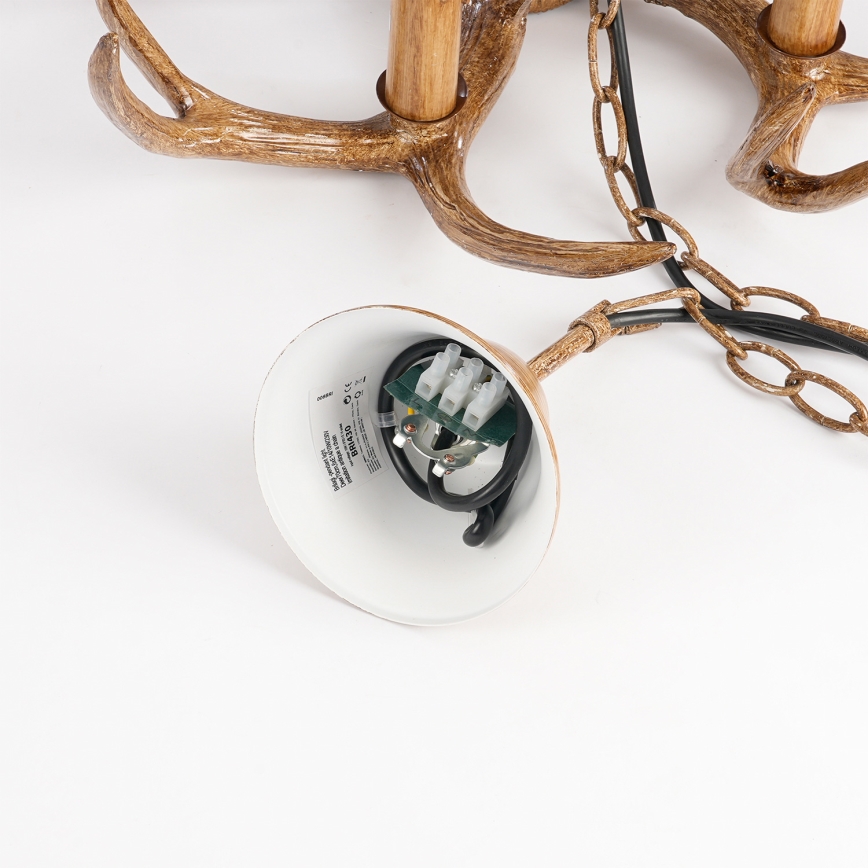 Brilagi - Полилей на верига DEER 6×E14/10W/230V, Ø 70 см, с еленови рога