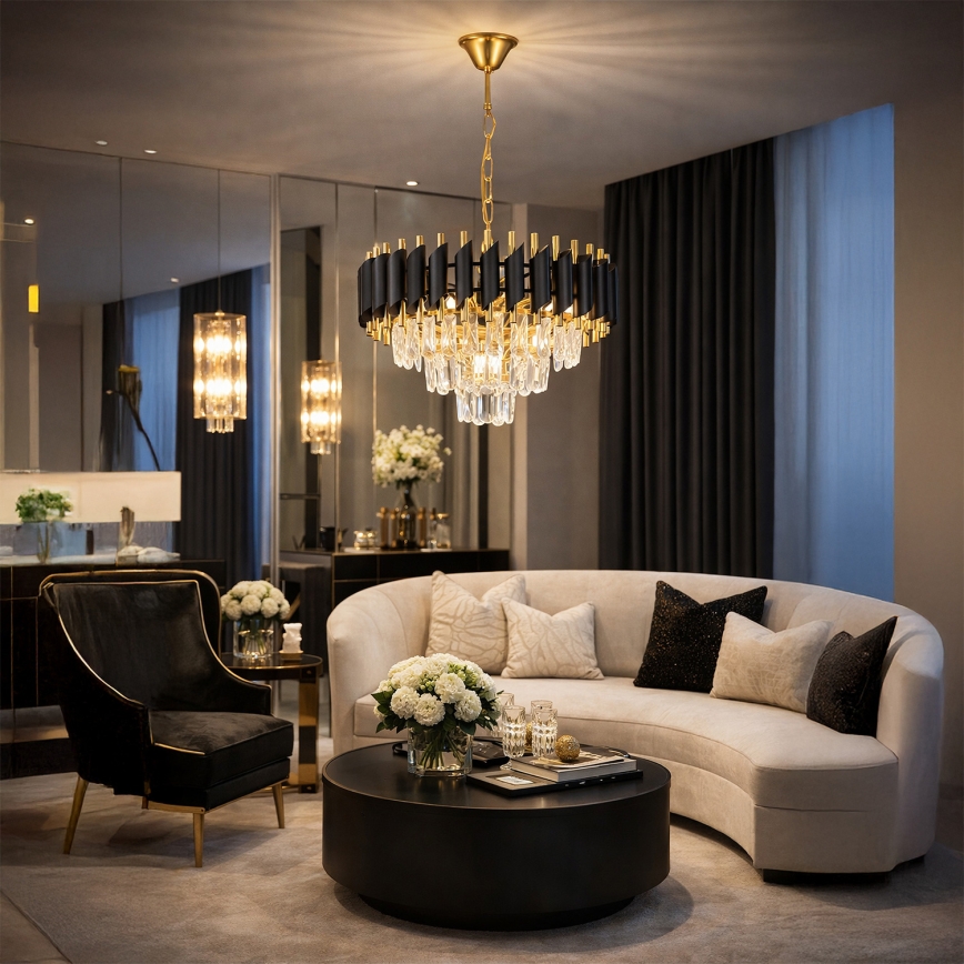 Brilagi - Полилей на верига ECLIPSE 5xE14/10W/230V диаметър 38 cm черен/златист