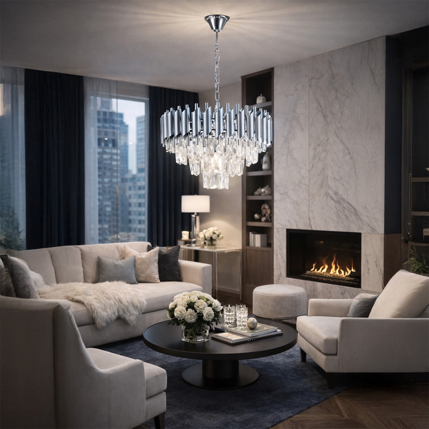 Brilagi - Полилей на верига ECLIPSE 5xE14/10W/230V диаметър 38 cm сребрист