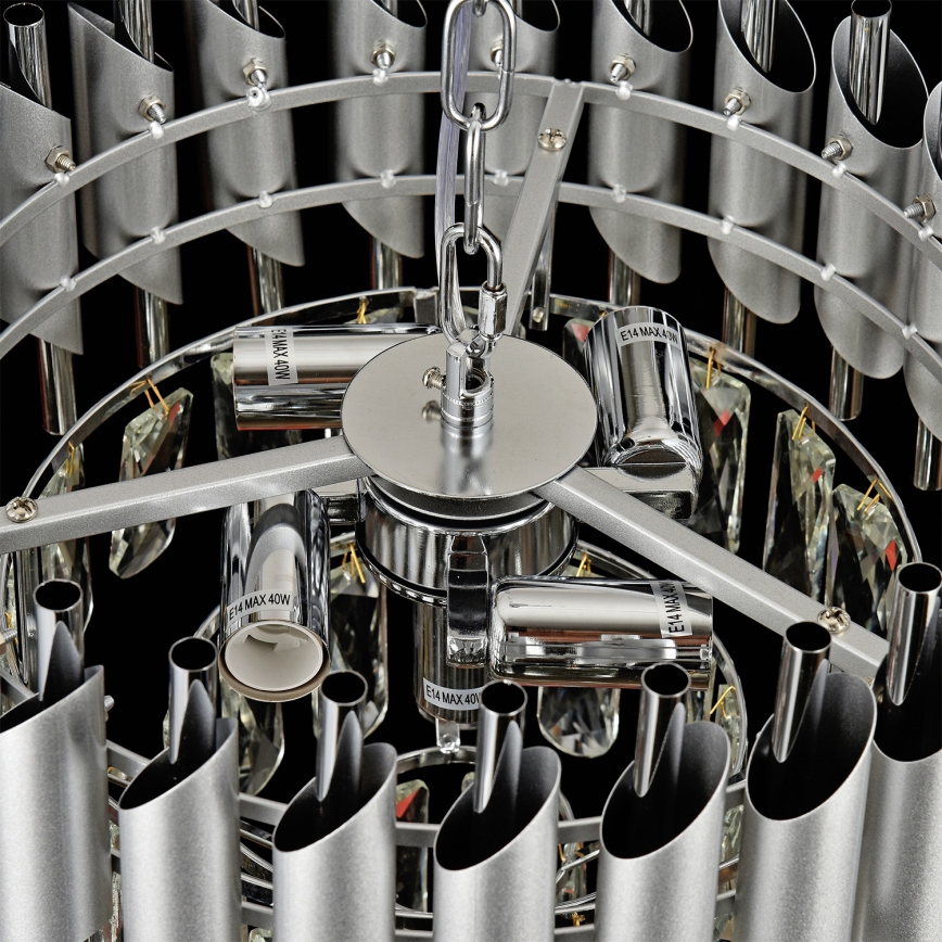 Brilagi - Полилей на верига ECLIPSE 5xE14/10W/230V диаметър 38 cm сребрист