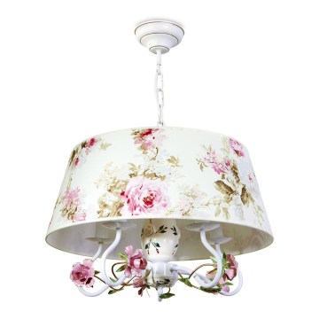 BRILAGI - Полилей на верига FLORENCE 5xE14/40W/230V бял/розов