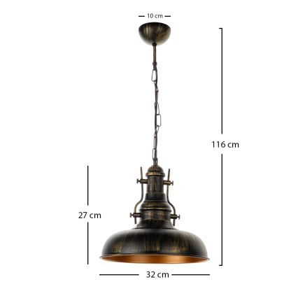 Brilagi - Полилей на верига PYRONIC 1xE27/40W/230V Ø 32 см бронзов/патина
