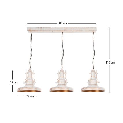 Brilagi - Полилей на верига PYRONIC 3xE27/40W/230V крем/патина