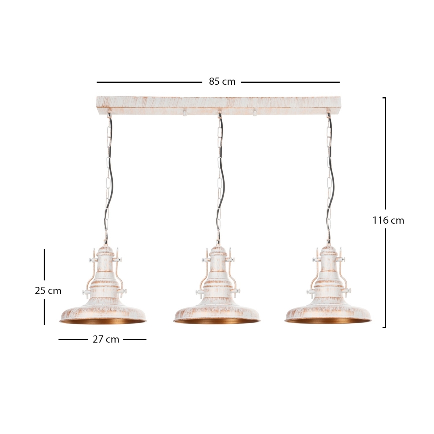 Brilagi - Полилей на верига PYRONIC 3xE27/40W/230V крем/патина