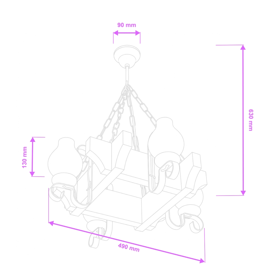 Brilagi - Полилей на верига QUEEN 4xE14/40W/230V бук/крем