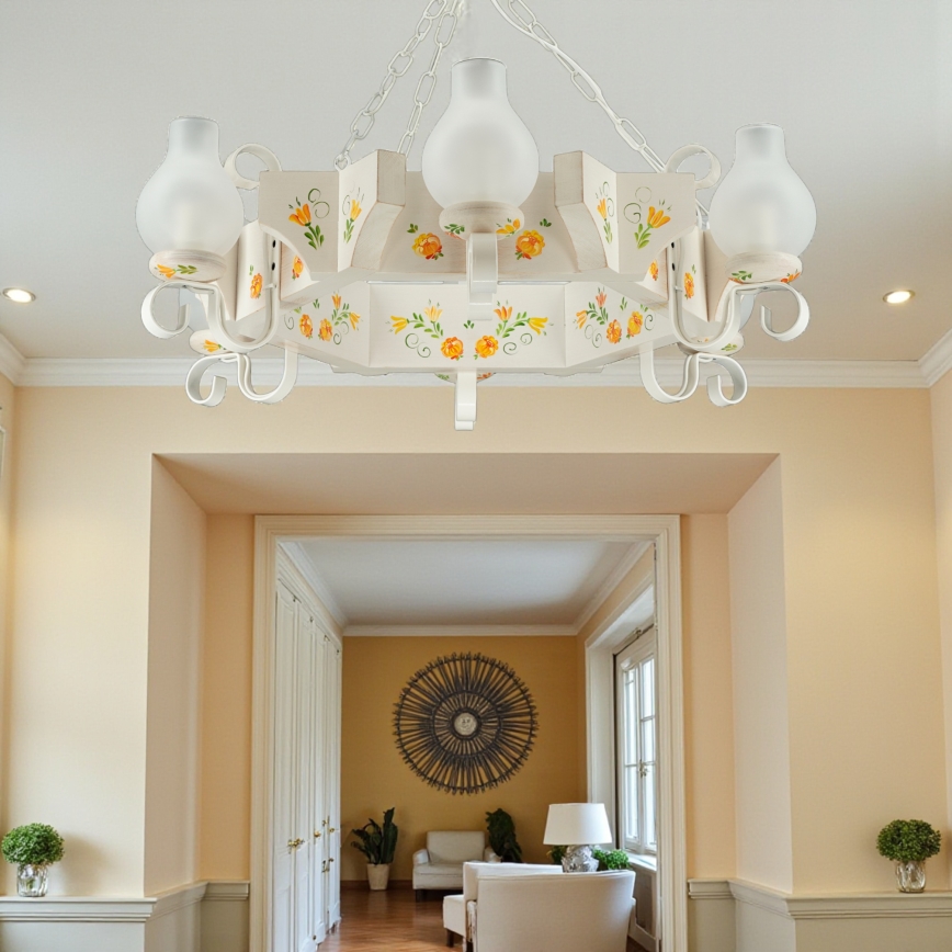 Brilagi - Полилей на верига QUEEN 6xE14/40W/230V бук/крем