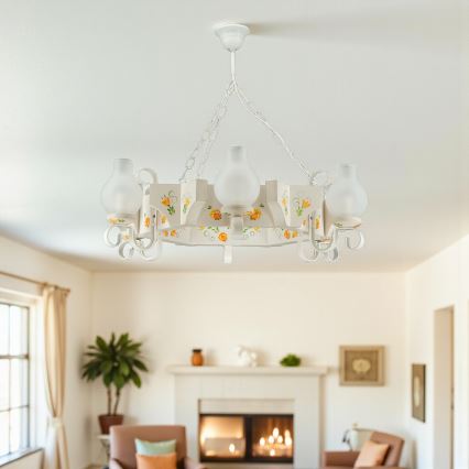 Brilagi - Полилей на верига QUEEN 6xE14/40W/230V бук/крем