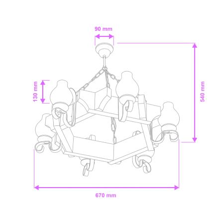 Brilagi - Полилей на верига QUEEN 6xE14/40W/230V бук/крем