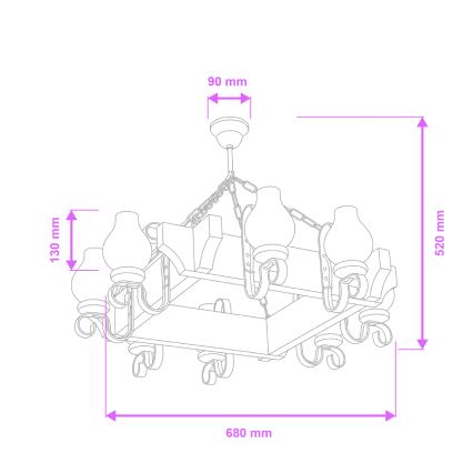 Brilagi - Полилей на верига QUEEN 8xE14/40W/230V бук/кремав