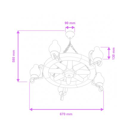Brilagi - Полилей на верига ROATA 5xE14/40W/230V диаметър 70 см бук/орех