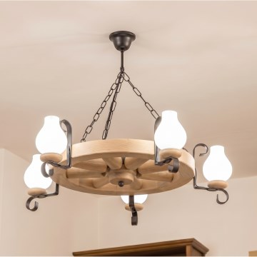 Brilagi - Полилей на верига ROATA 5xE14/40W/230V дъб