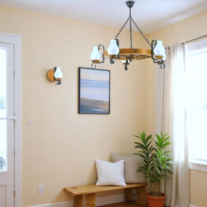 Brilagi - Полилей на верига ROATA 5xE14/40W/230V Ø 70 см бук