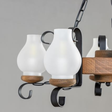 Brilagi - Полилей на верига ROATA, 5×E14 (макс. 40 W), 230 V, Ø 50 см, корпус от бук