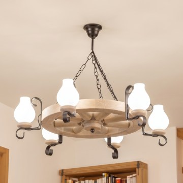 Brilagi - Полилей на верига ROATA 6xE14/40W/230V дъб