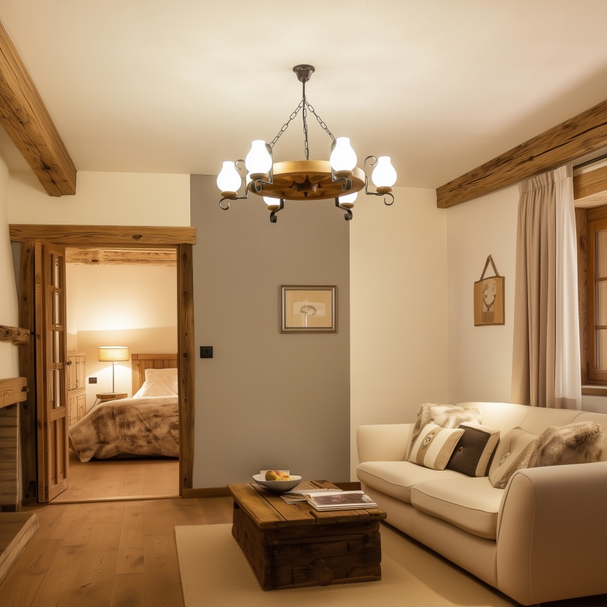 Brilagi - Полилей на верига ROATA 6xE14/40W/230V Ø 70 см бук