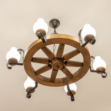 Brilagi - Полилей на верига ROATA 6xE14/40W/230V Ø 70 см бук