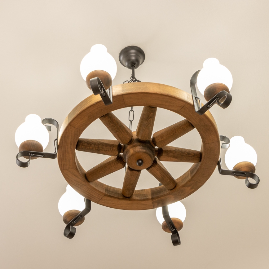 Brilagi - Полилей на верига ROATA 6xE14/40W/230V Ø 70 см бук