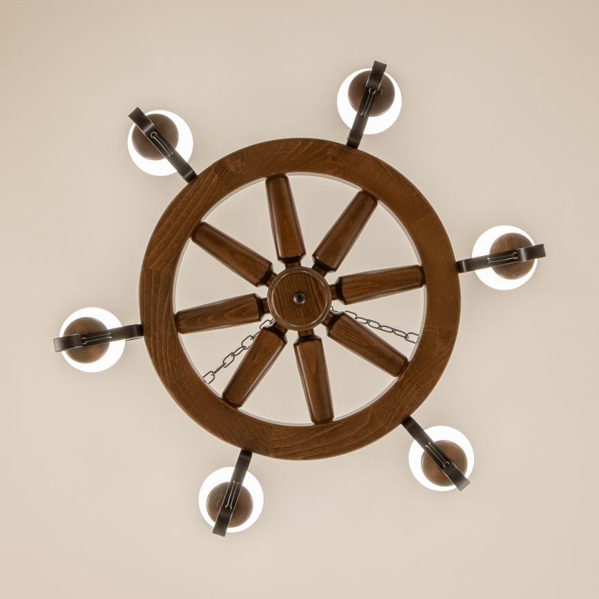 Brilagi - Полилей на верига ROATA 6xE14/40W/230V Ø 70 см бук/орех