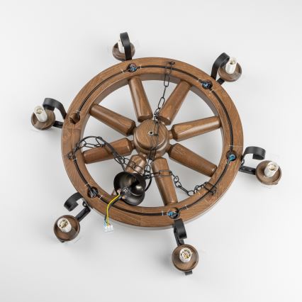 Brilagi - Полилей на верига ROATA 6xE14/40W/230V Ø 70 см бук/орех