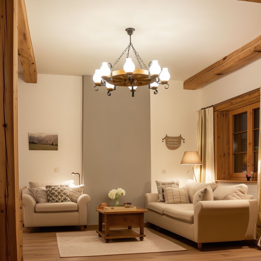 Brilagi - Полилей на верига ROATA 8xE14/40W/230V Ø 70 см бук