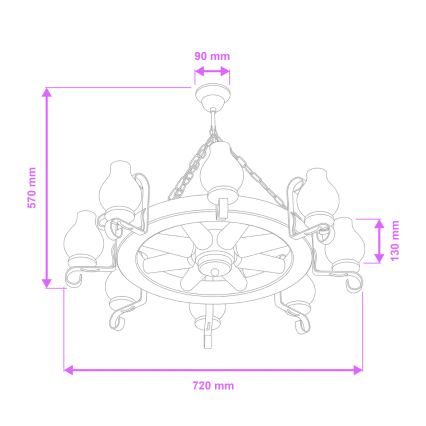Brilagi - Полилей на верига ROATA 8xE14/40W/230V Ø 70 см бук